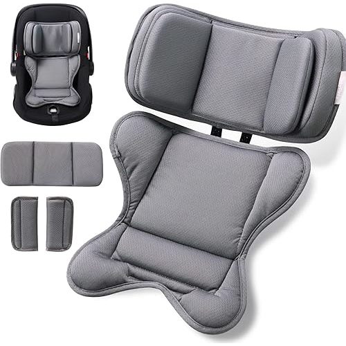 Infant Insert Compatible with Doona, Graco, Britax, Chicco, Evenflo Car Seat, Adjustable Baby Head Body Support Cushion for Newborn to Toddler, Fits Infant Car Seat and Stroller (Gray)