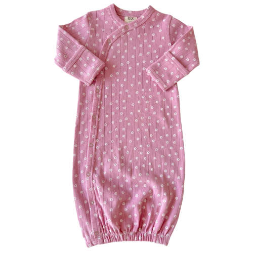 Pink Flower / Organic Pointelle Gown