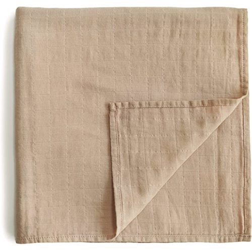 mushie Muslin Baby Swaddle Blanket | 100% Organic Cotton (Pale Taupe)
