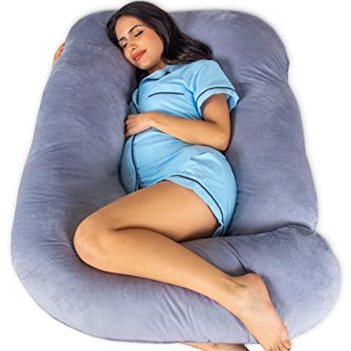 Pharmedoc Pregnancy Pillows, U-Shape Full Body Pillow -Removable Cover Jumbo Size - Grey - Pregnancy Pillows for Sleeping - Body Pillows for Adults, Maternity Pillow and Pregnancy Must Haves