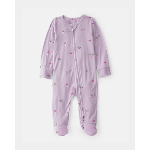 Baby Girl Fairytale 2-Way Zip PurelySoft Footie Sleep & Play Pajama - Purple