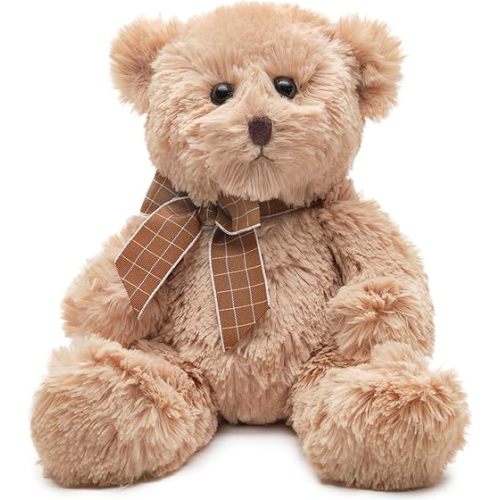 Bearington Lil' Bensen Stuffed Teddy Bear for Babies - 10" Soft Stuffed Bears Plush Toy with Classic Design - Adorable Cuddly Brown Bear Gift for Baby Showers, Boys, Girls, and Animal Lovers