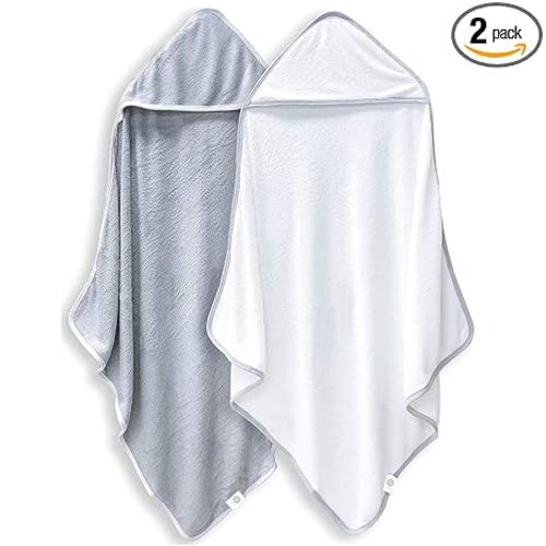 2 Pack Baby Bath Towel - Rayon Made from Bamboo, Ultra Soft Hooded Towels for Babies,Toddler,Infant - Newborn Essential -Perfect Baby Registry Gifts for Boy Girl