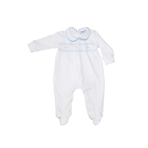 Nella Pima Soft Blue Smocked Pima Footie