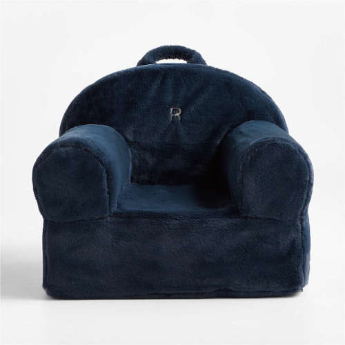 Personalized Large Navy Blue Faux Fur Kids Lounge Nod Chair