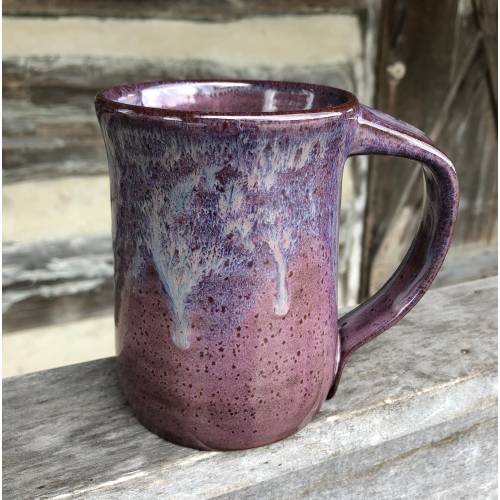 Purple Pottery mug with dripping glaze