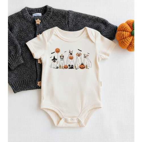 Halloween Baby Romper - Halloween Ghost Dogs Baby Onesie® - Cute Halloween Dog Bodysuit - Trick or Treat Baby Onesie®