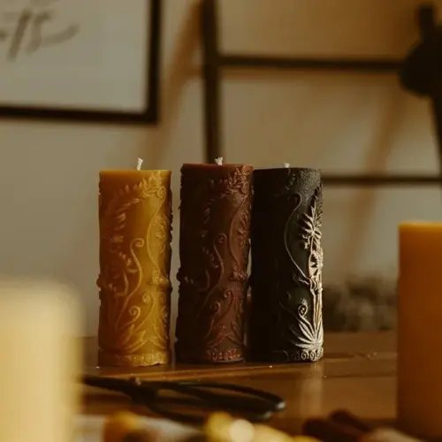 Fern Pillar Beeswax Candle — Wild Oaks Apothecary