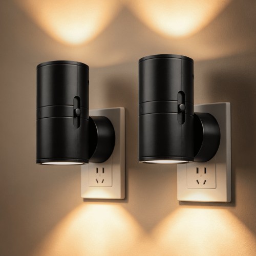 LED Night Lights Plug into Wall, Dusk-to-Dawn Sensor, 5-300LM Adjustable Brightness, Soft White 3000K, Dimmable Night Lights for Kitchen, Hallway, Bedroom, Stairs, 2 Pack