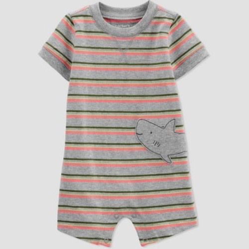 Carter's Just One You®️ Baby Boys' Striped Romper - Gray 6m