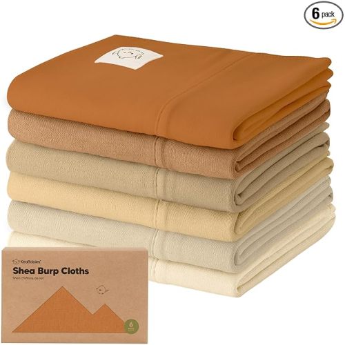 Organic Burp Cloths Baby Boy, Girl - 6-Pack Large 100% Cotton Burping Cloths for Babies, Spit Up Rags, Super Absorbent, Ultra Soft Newborn Rag, Gender Neutral, Machine Washable, Durable (Terracotta)