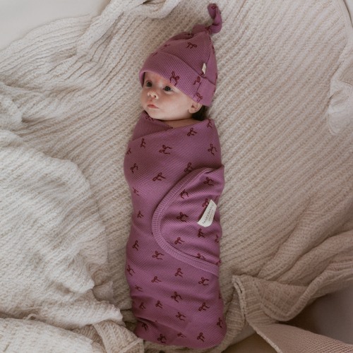 Organic Swaddle Blanket & Hat Set - Bows