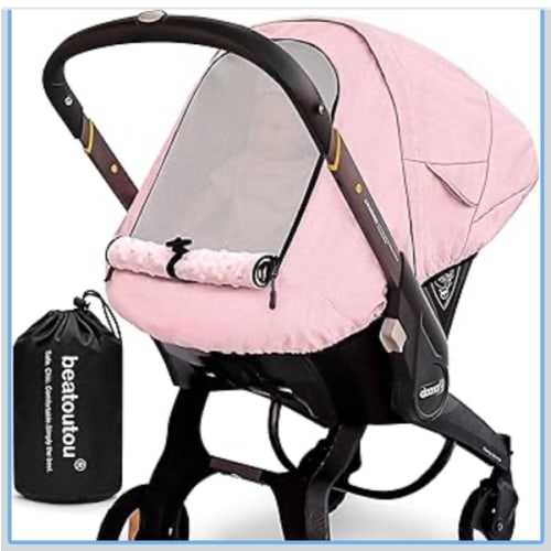 Waterproof Baby Car Seat Cover Compatible with Doona Car Seat and Stroller,Patented Windproof Car Seat Canopy for Girls, Keeps Babies Warm and Coz(Pink)