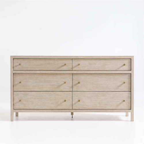 Keane 64" Weathered Natural Solid Wood 6-Drawer Dresser
