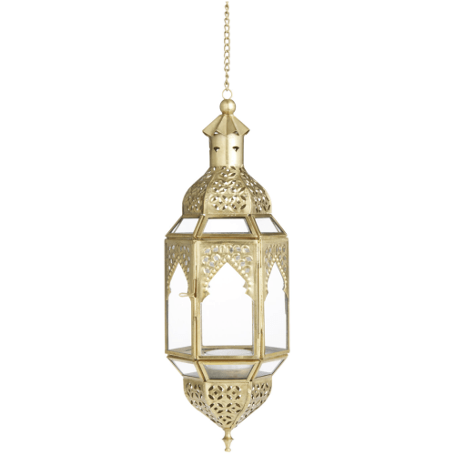 Latika Antique Gold Hanging Candle Lantern