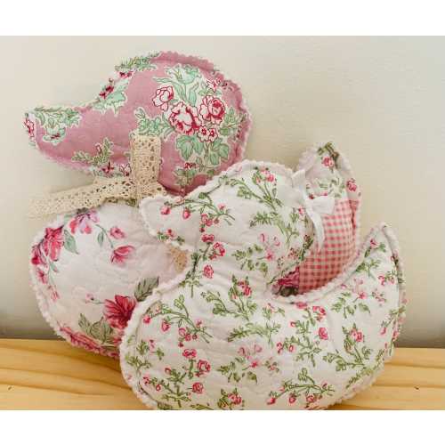 Quilted Duck Pillows: Vintage Floral Nursery Decor, Baby Shower Gift