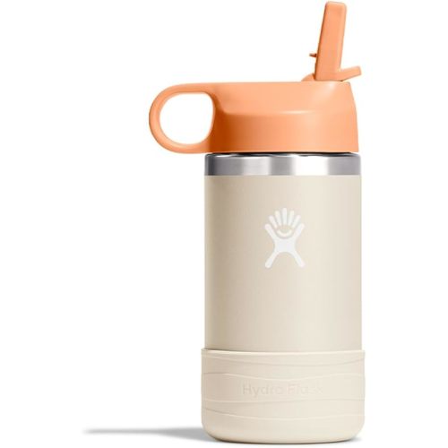Hydro Flask Kids Water Bottle for School - Stainless Steel and Insulated with Straw Cap - 12 Oz Coconut
