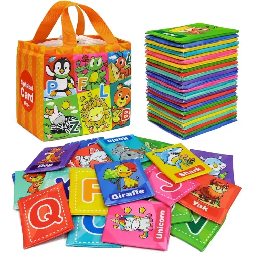 Dr.Rapeti Soft Alphabet Cards, 26pcs ABC Alphabet, 26 Letters Flash Cards with Storage Bag Washable Non-Toxic, Early Learning Toy, Baby Bath Toy for Baby Infant Toddler Kids