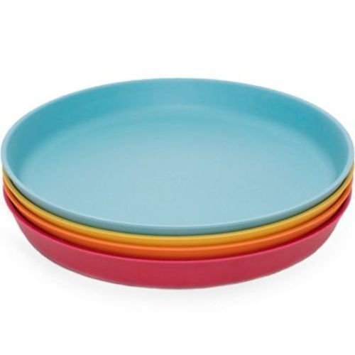 WeeSprout Bamboo Plates, Kid-Sized Bamboo Kids Plates, Dishwasher Safe Bamboo Plate for Kids, 4 pack