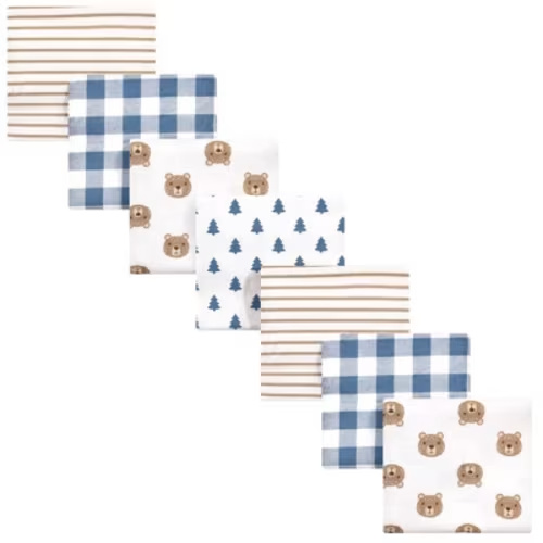 Hudson Baby Infant Boy Cotton Poly Flannel Receiving Blankets Bundle, Little Bear, One Size