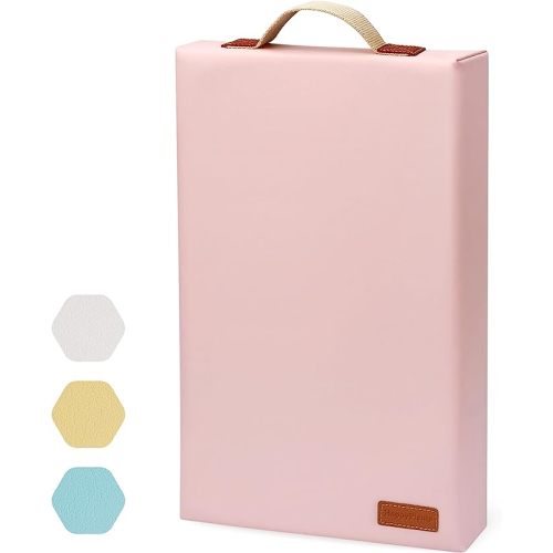 HappyPicnic Waterproof Kneeling Pad for Garden or Bath, 2 inch Thick Soft Foam Kneeler Mat for Gardeners Knee Support or Bathtub Bathing with Handle and Removable Cover - Pink