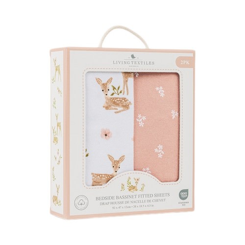 Living Textiles Bedside Sleeper Fitted Sheet 2 Pack Sophia Garden - Baby Bunting