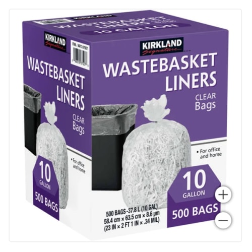 Kirkland Signature 10-Gallon Wastebasket Liners 500-count (For Ubbi Diaper Pail)