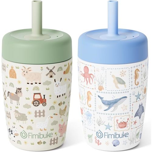 Fimibuke Toddler Cups Spill Proof, 12 OZ Sippy Cup for Toddler Water Bottle