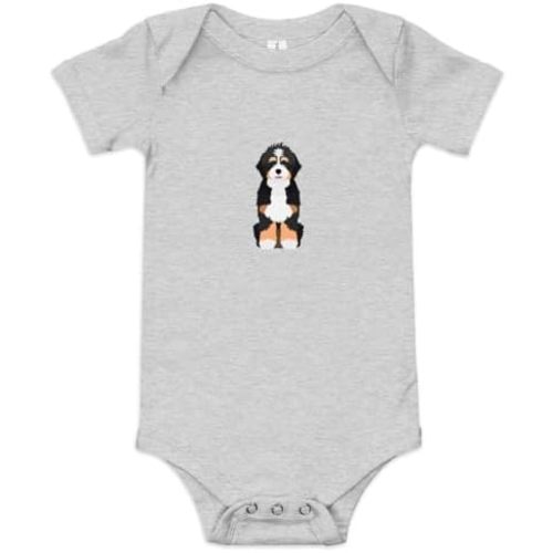 Bernedoodle onesie baby, Unisex Baby Short Sleeve one Piece, Bernedoodle Baby Clothes, Design 2.