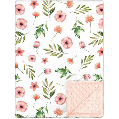 Nialnant Floral Baby Girl Blanket, Soft Plush Baby Blankets for Girls, Receiving Blankets Neutral Toddler Blanket, Girl Nursery Decor Girls
