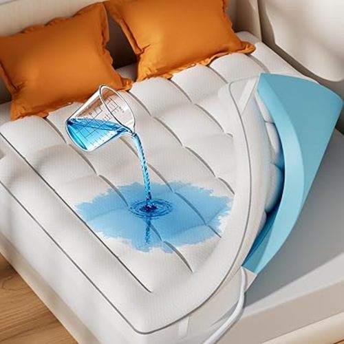 BDEUS Waterproof Dual Layer Memory Foam Mattress Topper Queen Size, 2 Inch Gel Memory Foam Plus 500 GSM Down Alternative Quilted Pillow Top Mattress Pad Cover for Kids, Pets