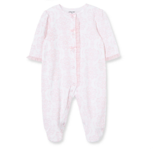 Damask Scroll Footed One-Piece And Hat