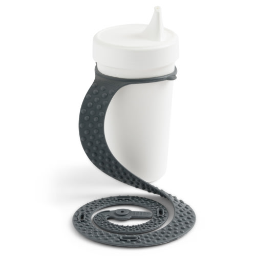 BooginHead Silicone SippiGrip Sippy Cup Holder, Infant Toddler Boys and Girls, Charcoal Gray