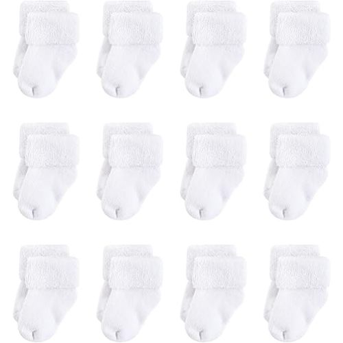 Touched by Nature Unisex Baby Organic Cotton Socks - 0-6 Months - White Terry - 12