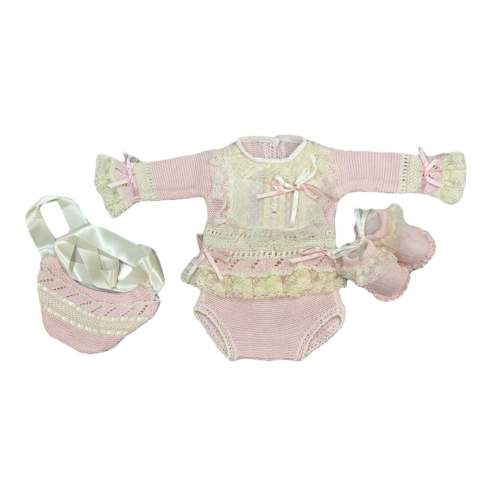 Stephania Luxe Pink/Ivory 4-piece Knitted Set