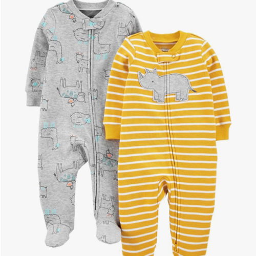 Simple Joys by Carter's baby-boys 2-way Zip Thermal Footed Sleep and Play, Pack of 2