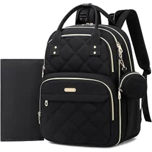 Large Diaper Bag Backpack with Changing Pad & Pacifier Case, Black