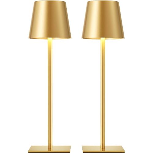 Kakanuo Gold Rechargeable Table Lamp, Cordless Battery Operated Lamp Set