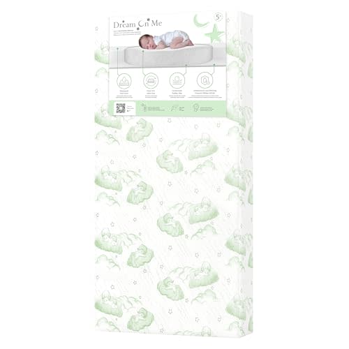 Dream On Me Serene Snooze 5” inches 2-in-1 Crib & Toddler Mattress, Dual-Sided Infant & Toddler Support, Waterproof & Stain Resistant, Made in USA