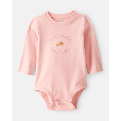 Baby Girl Shine Like Grandma Cotton Long-Sleeve Graphic Bodysuit - Pink | Carter's