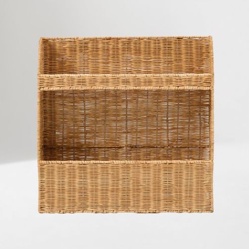 Rattan Bookshelf with Storage (25")