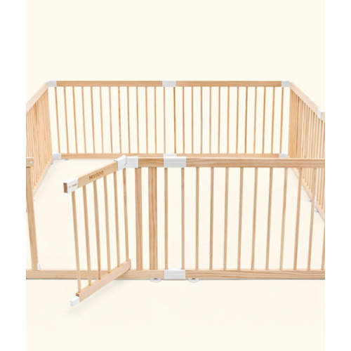HARPPA Wooden Baby Gate Playpen | Non-Toxic Foldable DIY Adjustable Play Yard for Infants & Toddlers – Natural Finish Baby Fence for Small & Large Spaces