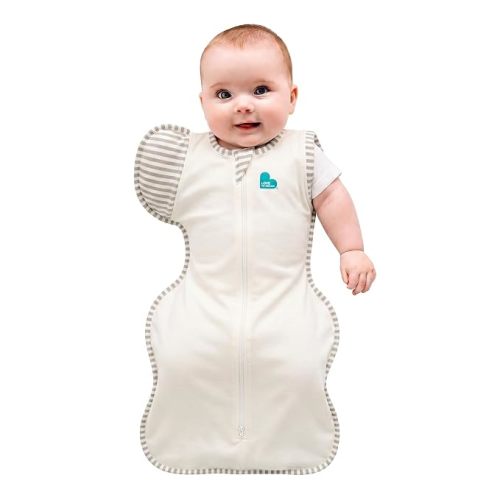 Love to Dream Transition Bag Organic 1.0 TOG, Cream, Medium, 13-19 lbs., Patented Zip-Off Wings, Gently Help Baby Safely Transition from Being swaddled to arms Free Before Rolling Over