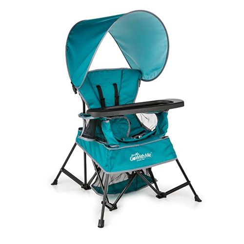 Baby Delight Go with Me Venture Chair|Indoor/Outdoor Portable Chair with Sun Canopy|Teal|3 Child Growth Stages: Sitting, Standing and Big Kid|3 Months to 75 lbs|Weather Resistant - Venture Deluxe, Teal