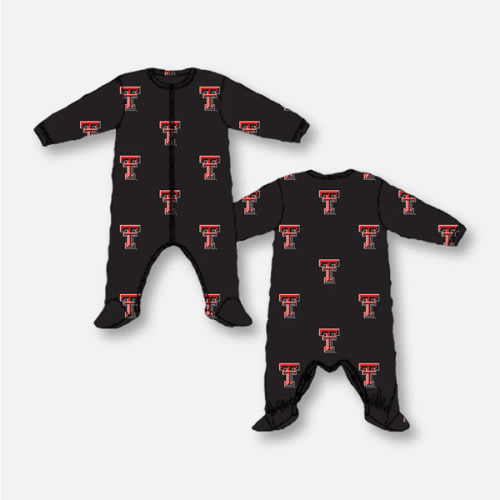 Texas Tech Red Raiders Double T All Over INFANT Pajama Sleeper – Red Raider Outfitter