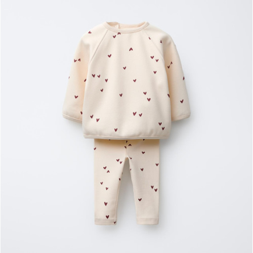 HEARTS SWEATSHIRT AND LEGGING SET - Ecru | ZARA United States