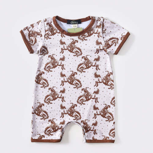 Brown Bucking Boy Romper