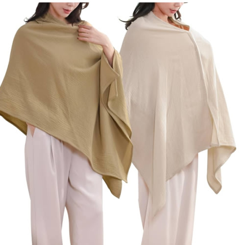 2-Pack Nursing Covers for Breastfeeding, 100% Organic Cotton Muslin Breastfeeding Cover, Multi-Use Nursing Scarf, Car Seat Canopy, Stroller Cover, Soft Breathable Baby Blanket Khaki Brown