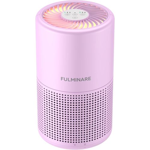 FULMINARE Air Purifiers for Home Bedroom H13 HEPA Air Purifier, 3 Speeds, Timer, 24dB, Small Mini Air Purifier with Night Light, Purple