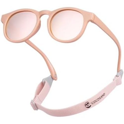 COCOSAND Baby Toddler Sunglasses with Strap Polarized Flexible Round Frame for Newborn Infant Kids Boy Girl Age 0-6 Years Old